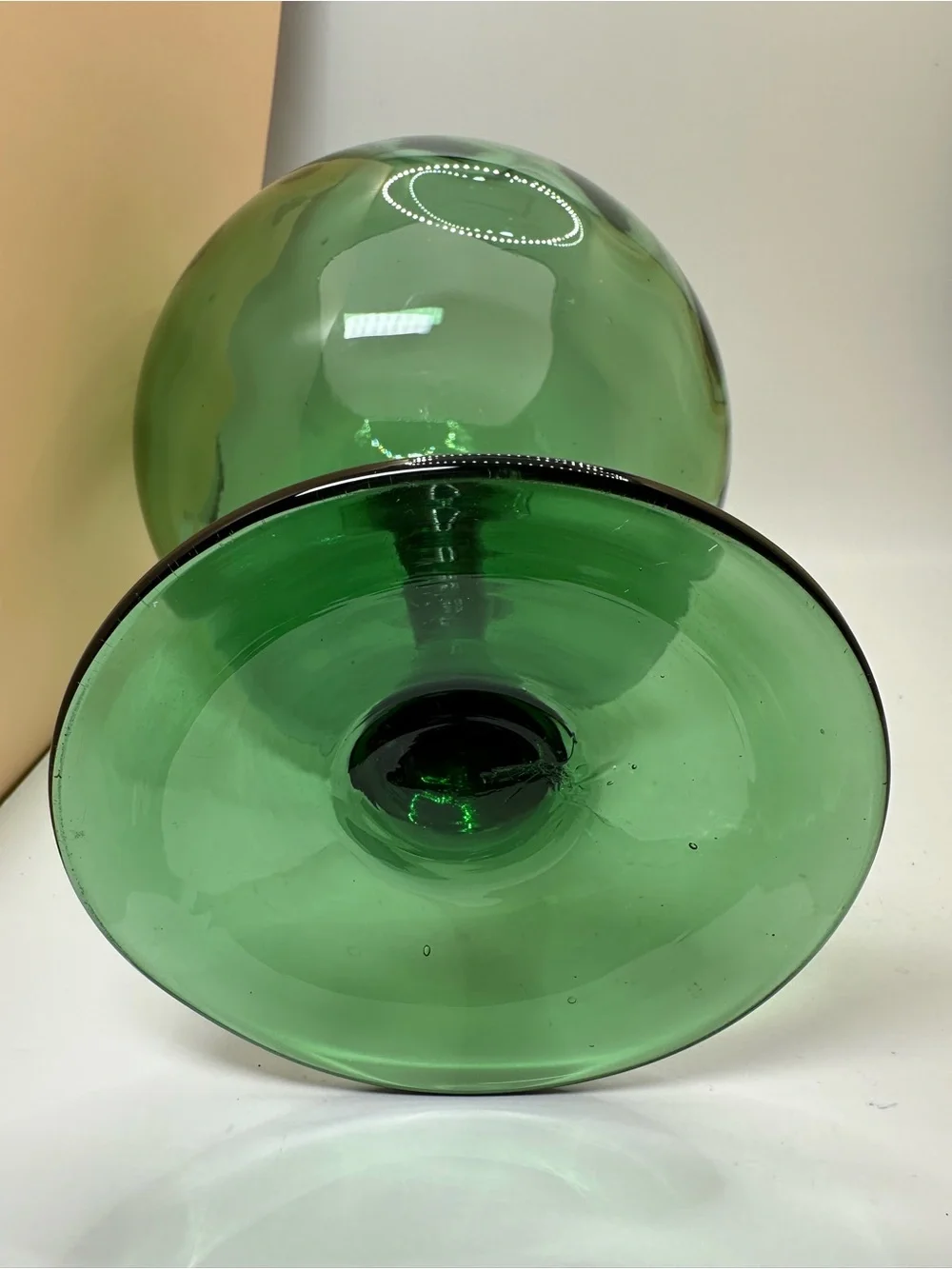 Vintage Green Empoli Optic Glass Brandy Snifter Vase